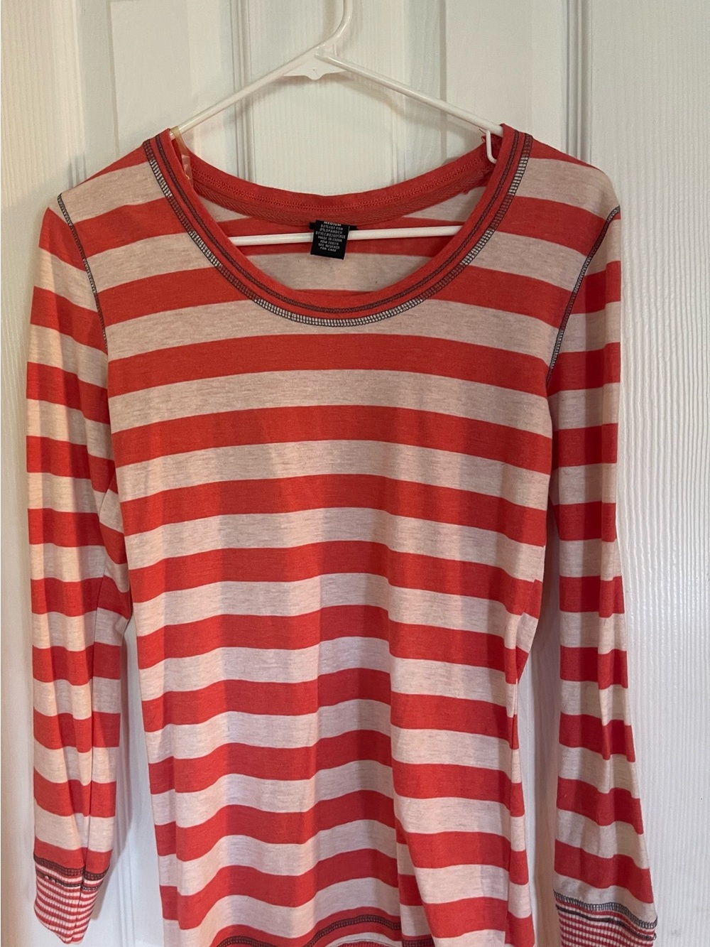Source Unknown Red and Cream Striped Long-Sleeve Tee